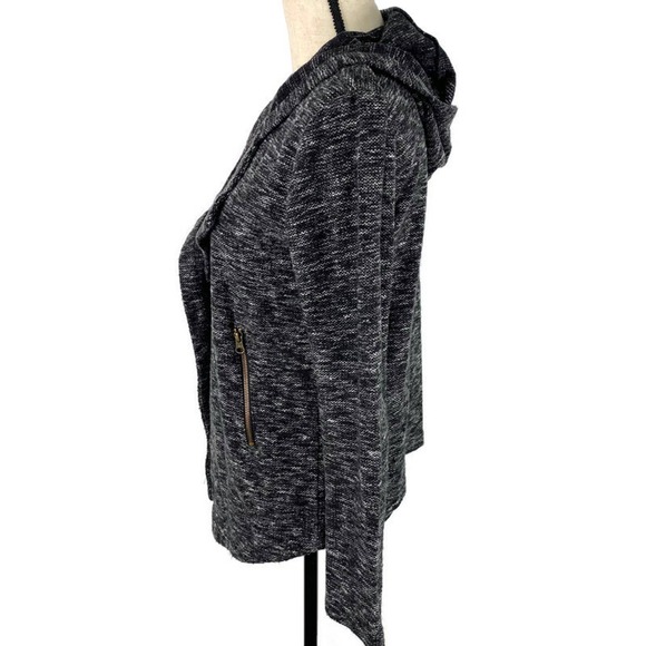 BB Dakota Demi Hoodie Jacket Open Cardigan Black Marled Pockets Womens Sz XS - Picture 4 of 11